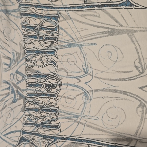 Affliction White & Teal Graphic Men's Shirt - Picture 4 of 4